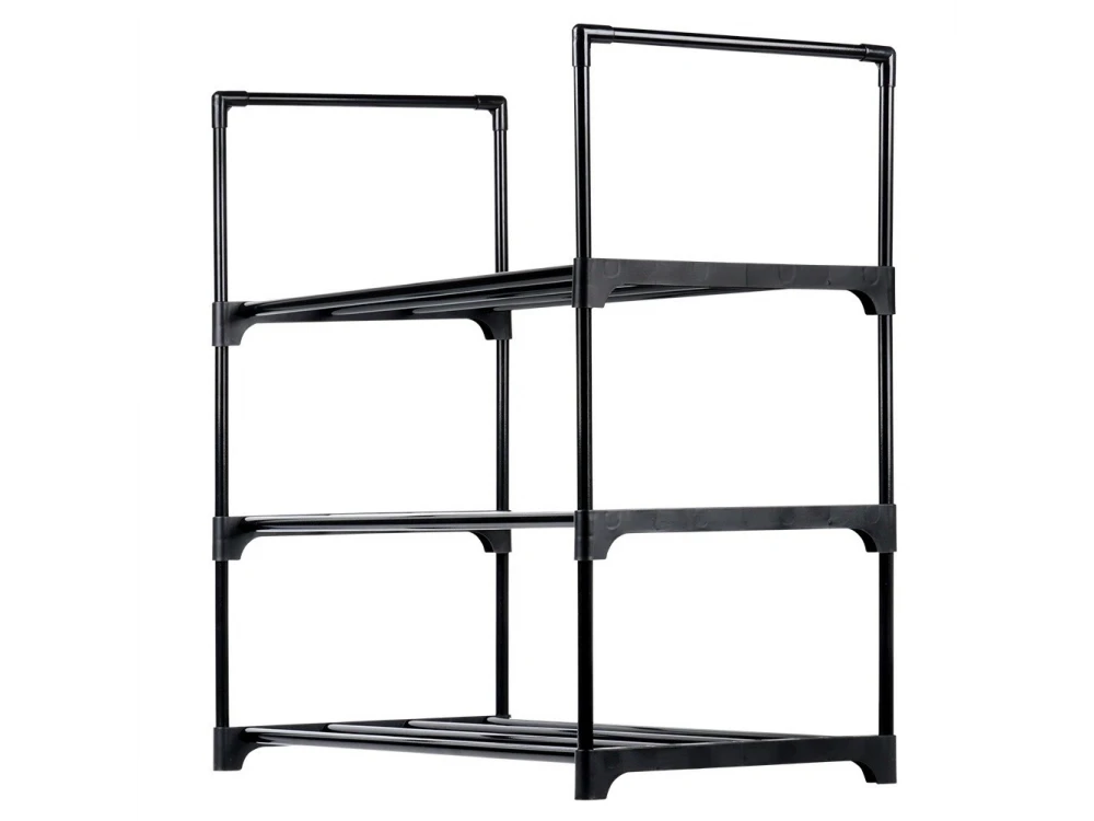 Vilde Metal Shoe Rack with 3 Shelves 57x28x55cm, Black