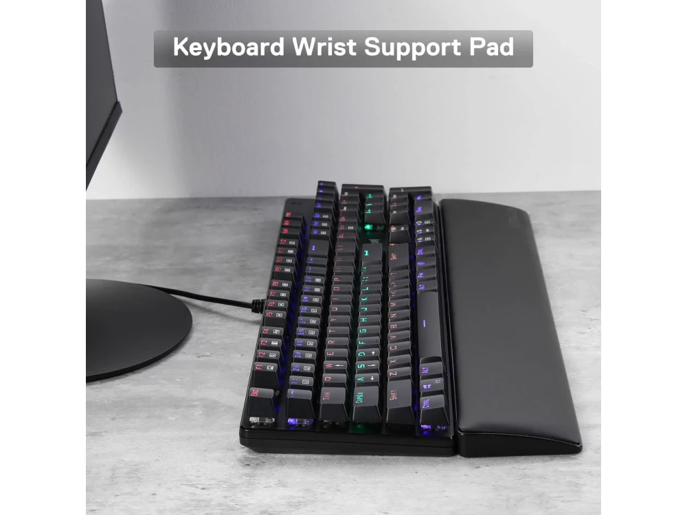 Redragon P036 METEOR M Keyboard Wrist Rest 100% for Full Size Keyboards, with Ergonomic Soft Memory Foam, Black