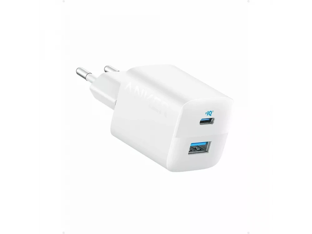 Anker 323 Ultra-Compact Φορτιστής πρίζας 2-θυρών 33W με Type-C με PD / PIQ3.0 & ActiveShield, White