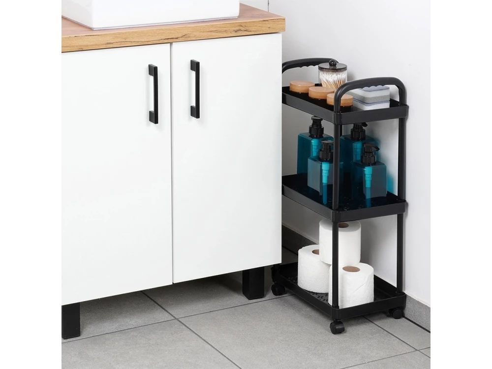 Vilde Kitchen Trolley Metal with 3 Shelves 61x30x21cm, Black