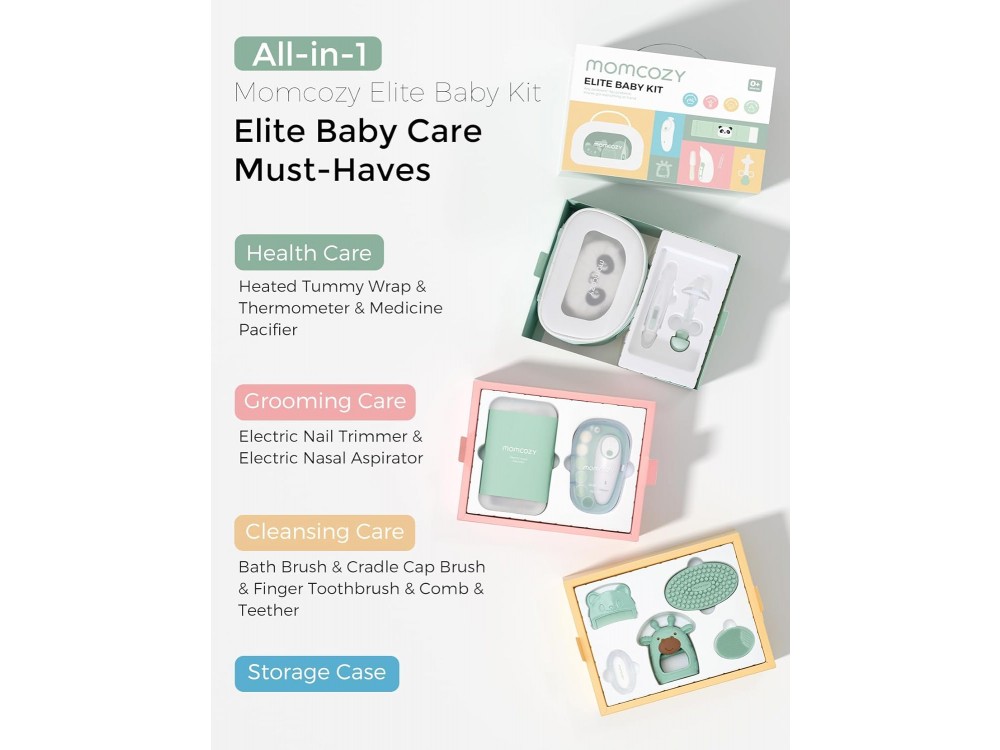 Momcozy Elite All-in-one Baby Kit, 11-Piece Basic Baby Kit for Care, Health & Cleanliness, Green