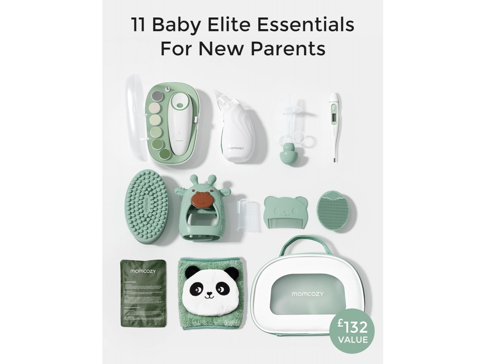 Momcozy Elite All-in-one Baby Kit, 11-Piece Basic Baby Kit for Care, Health & Cleanliness, Green