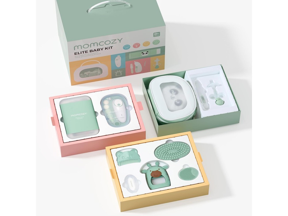 Momcozy Elite All-in-one Baby Kit, 11-Piece Basic Baby Kit for Care, Health & Cleanliness, Green