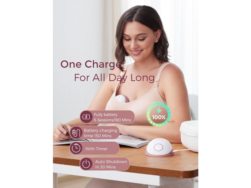 Momcozy M6 Breast Pump Hands Free, Ηλεκτρικό Διπλό Θήλαστρο με 3 Λειτουργίες, Χρονοδιακόπτη & 9 Επίπεδα Έντασης, Cozy Red