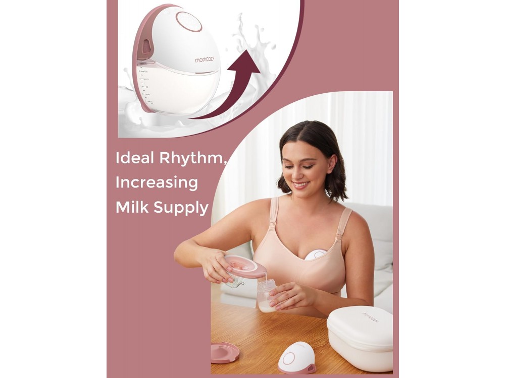 Momcozy M6 Breast Pump Hands Free, Ηλεκτρικό Διπλό Θήλαστρο με 3 Λειτουργίες, Χρονοδιακόπτη & 9 Επίπεδα Έντασης, Cozy Red