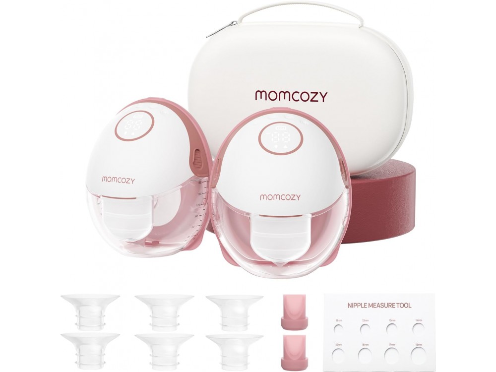 Momcozy M6 Breast Pump Hands Free, Ηλεκτρικό Διπλό Θήλαστρο με 3 Λειτουργίες, Χρονοδιακόπτη & 9 Επίπεδα Έντασης, Cozy Red