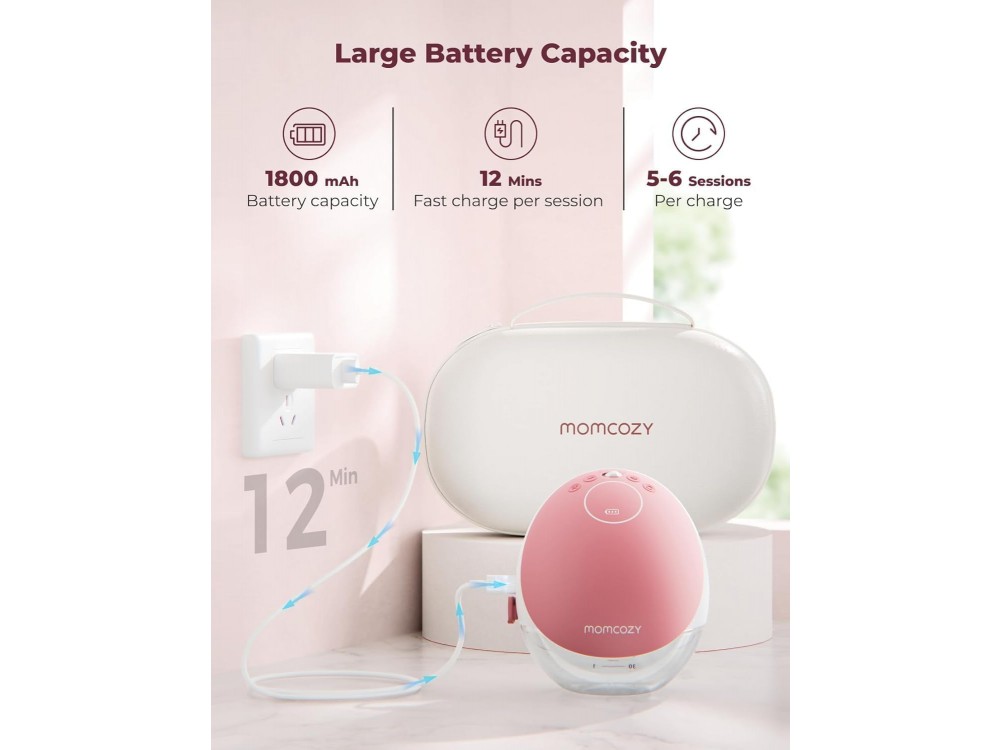 Momcozy M9 Breast Pump Hands Free, Electric Single Breast Pump with APP Personalized Multi-Modes & 15 Intensity Levels, Cozy Red