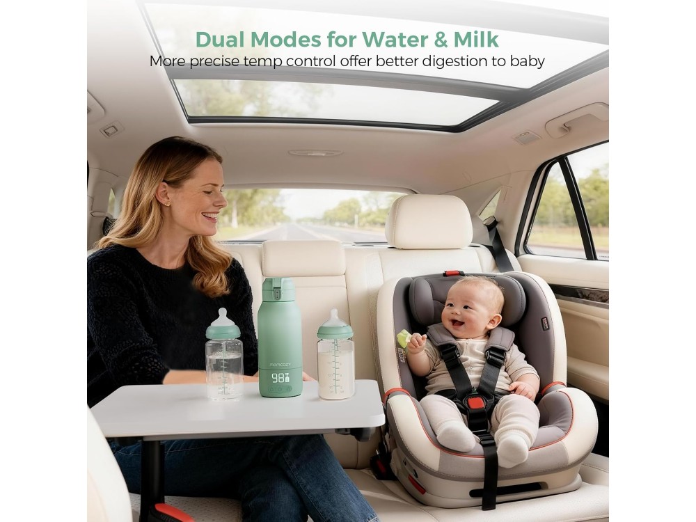 Momcozy Portable Bottle Warmer, Portable Breast Milk & Water Warmer for Travel 500ml, Green