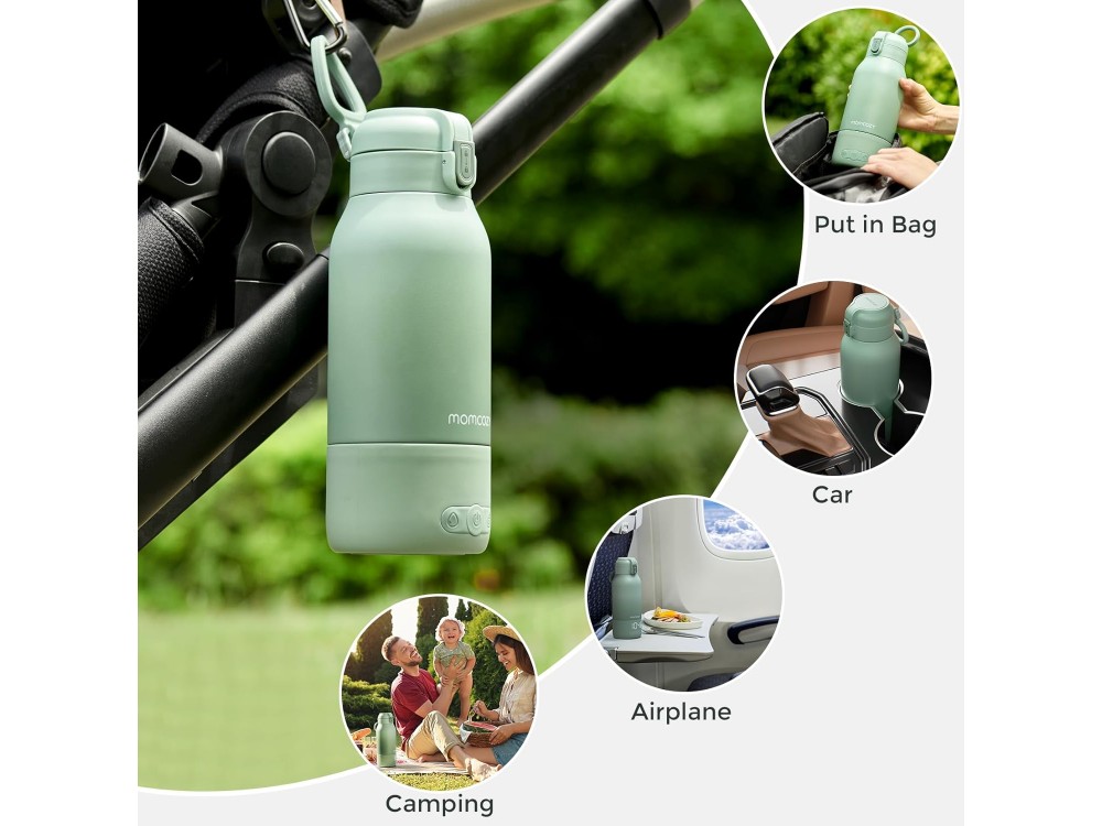Momcozy Portable Bottle Warmer, Portable Breast Milk & Water Warmer for Travel 500ml, Green