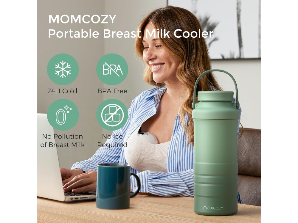 Momcozy Portable Breast Milk Cooler, 650ml, Green