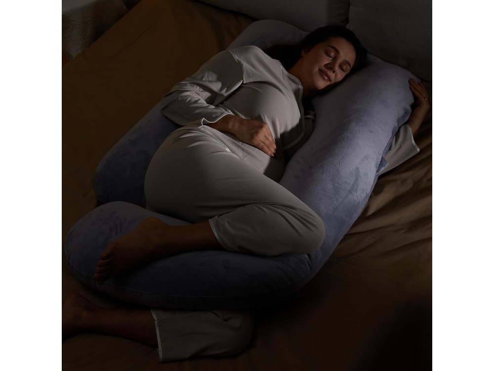 Momcozy Pregnancy Pillow for Sleeping, 145cm U-Shaped Pregnancy Pillow, with Removable Cover, Grey