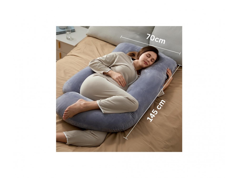 Momcozy Pregnancy Pillow for Sleeping, 145cm U-Shaped Pregnancy Pillow, with Removable Cover, Grey