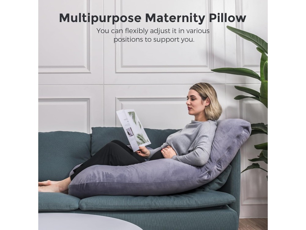 Momcozy Pregnancy Pillow for Sleeping, 145cm U-Shaped Pregnancy Pillow, with Removable Cover, Grey