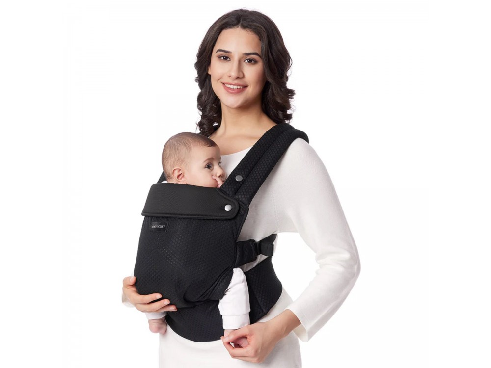 Momcozy PureHug Ergonomic Baby Carrier from Newborn 3kg to Toddler 20kg with Perforated Fabric, Air Mesh Black