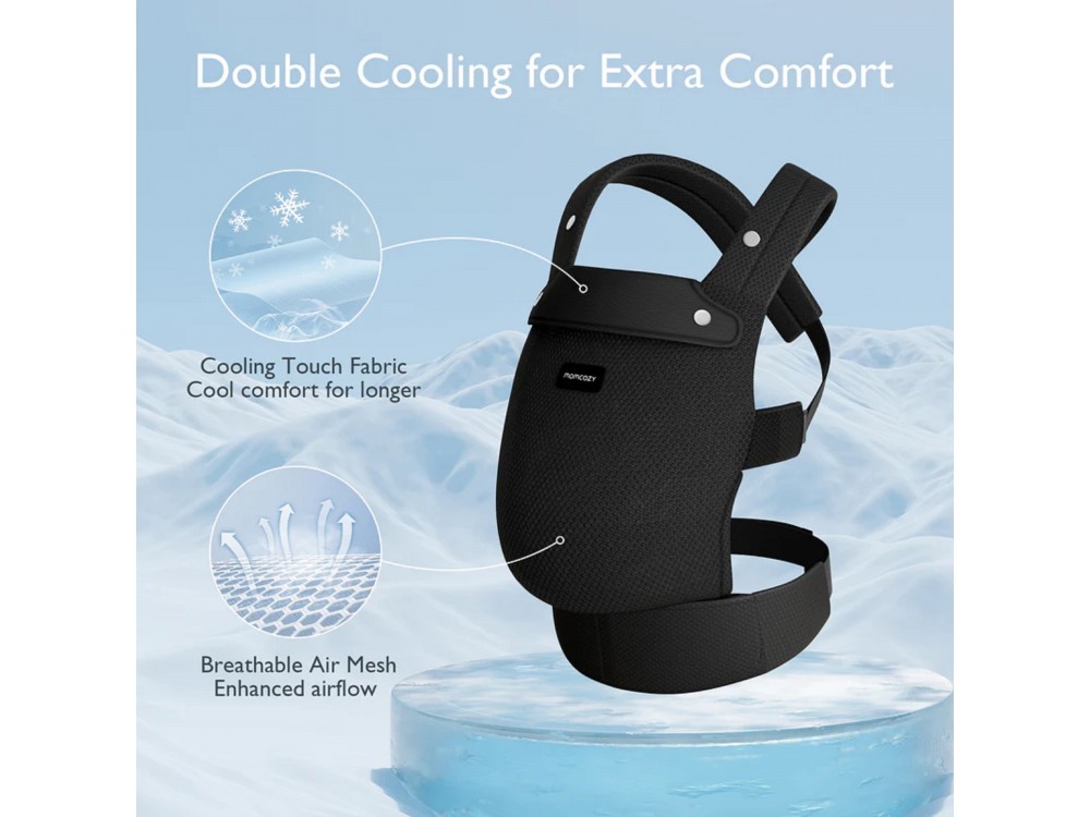 Momcozy PureHug Ergonomic Baby Carrier from Newborn 3kg to Toddler 20kg with Perforated Fabric, Air Mesh Black