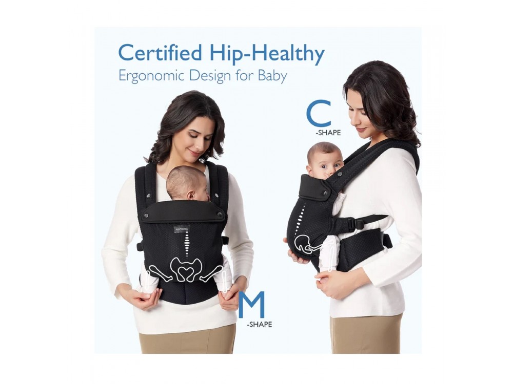 Momcozy PureHug Ergonomic Baby Carrier from Newborn 3kg to Toddler 20kg with Perforated Fabric, Air Mesh Black