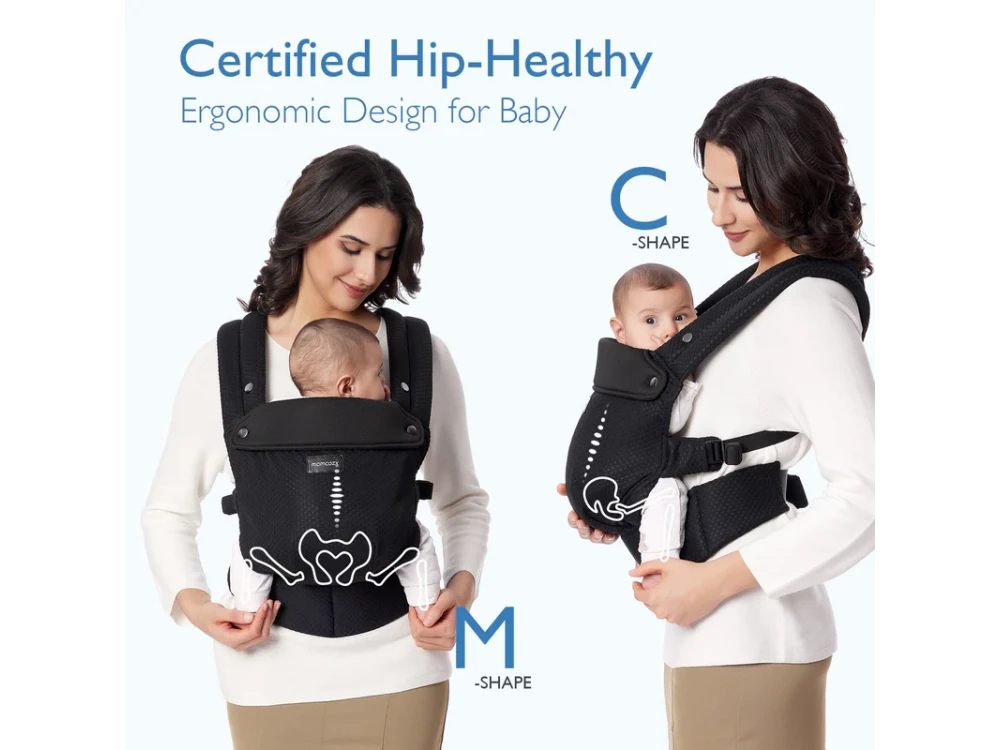 Momcozy PureHug Εργονομικός Μάρσιπος Μεταφοράς Μωρού από Νεογέννητο 3kg έως Νήπιο 20kg με Διάτρητο Ύφασμα, Air Mesh Black