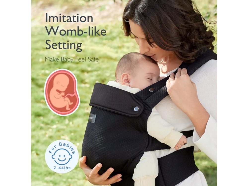 Momcozy PureHug Ergonomic Baby Carrier from Newborn 3kg to Toddler 20kg with Perforated Fabric, Air Mesh Black