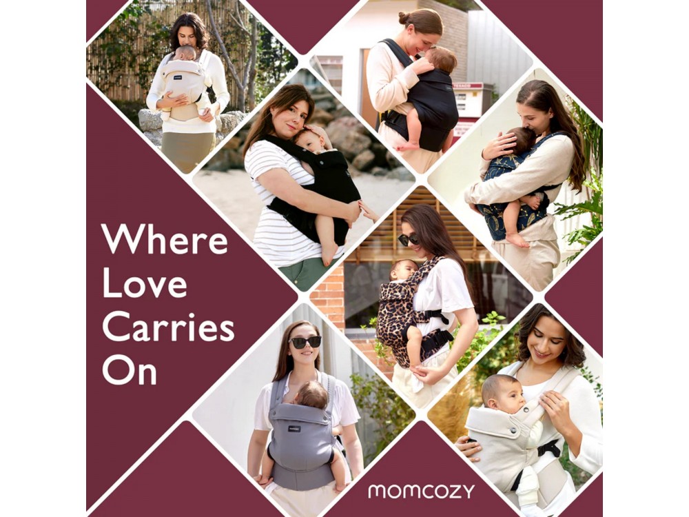 Momcozy PureHug Ergonomic Baby Carrier from Newborn 3kg to Toddler 20kg with Perforated Fabric, Air Mesh Black