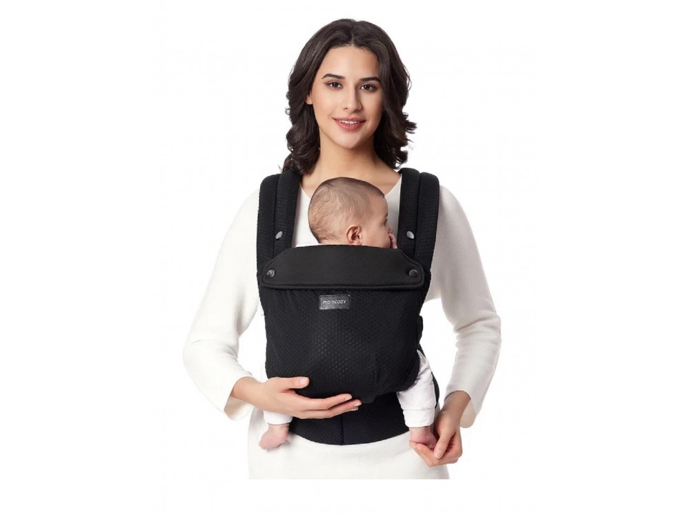 Momcozy PureHug Ergonomic Baby Carrier from Newborn 3kg to Toddler 20kg with Perforated Fabric, Air Mesh Black