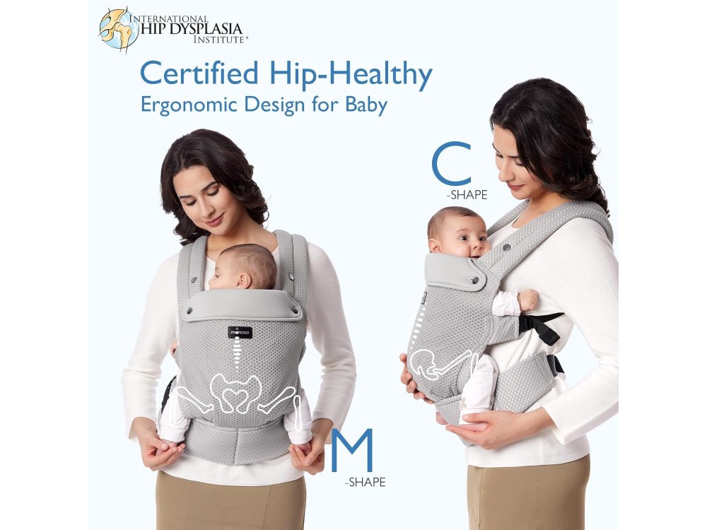 Momcozy PureHug Ergonomic Baby Carrier from Newborn 3kg to Toddler 20kg with Perforated Fabric, Air Mesh Grey
