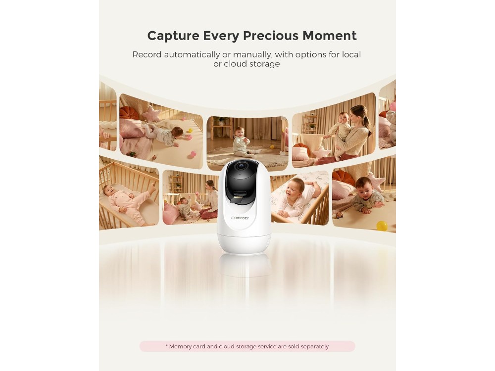 Momcozy Smart WiFi Baby Monitor, Wireless Baby Intercom 1080P, 5", 2-Way Audio, Night Vision & Use with APP