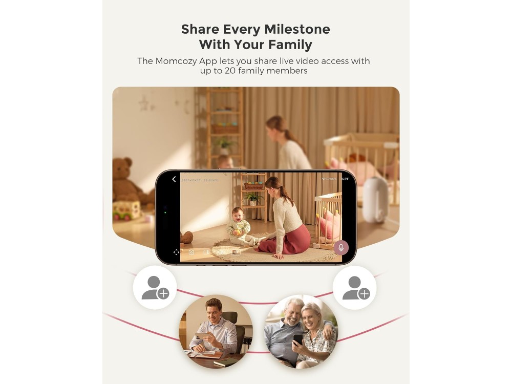 Momcozy Smart WiFi Baby Monitor, Wireless Baby Intercom 1080P, 5", 2-Way Audio, Night Vision & Use with APP