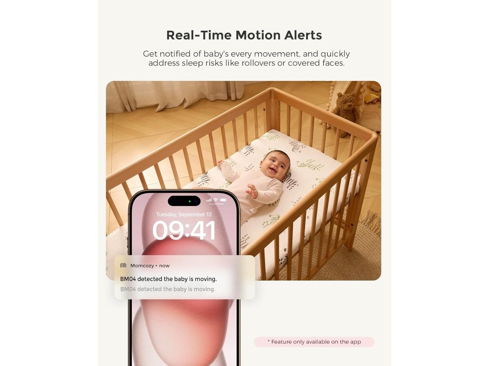 Momcozy Smart WiFi Baby Monitor, Wireless Baby Intercom 1080P, 5", 2-Way Audio, Night Vision & Use with APP