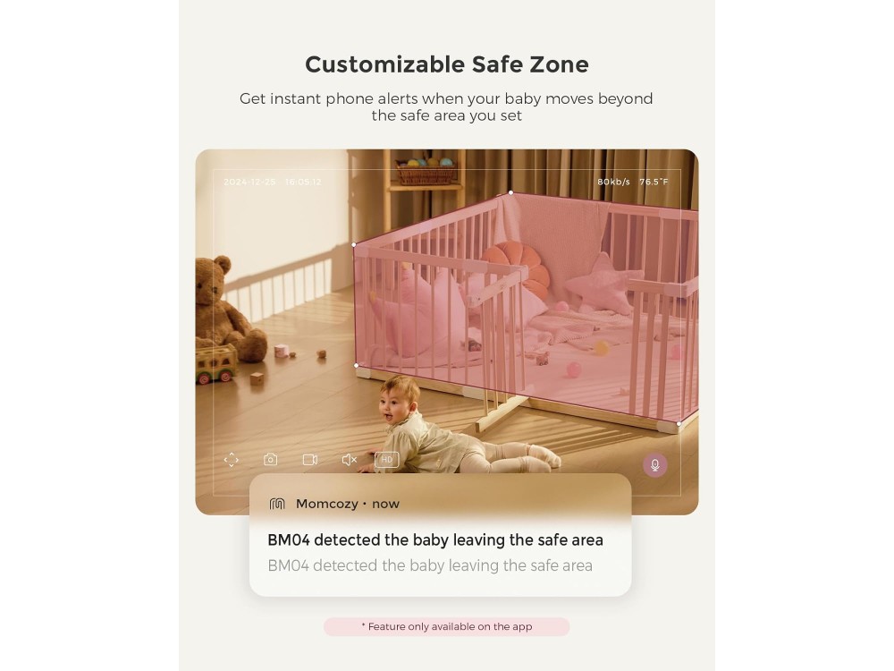 Momcozy Smart WiFi Baby Monitor, Wireless Baby Intercom 1080P, 5", 2-Way Audio, Night Vision & Use with APP