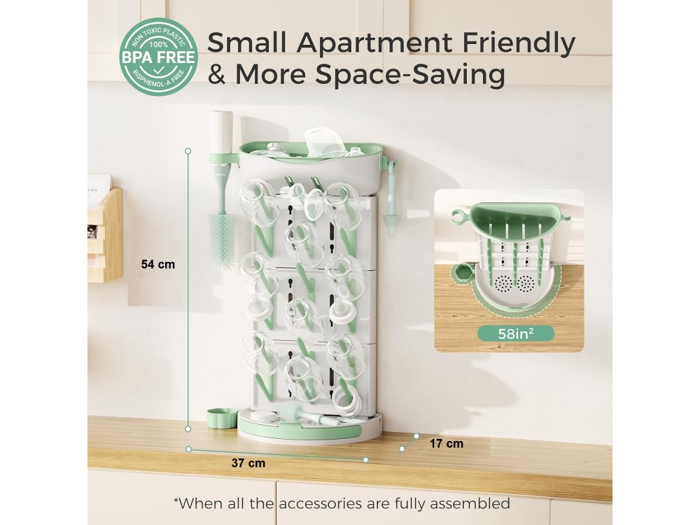 Momcozy 18 Bottle Dryer Vertical Space Saving, with Storage