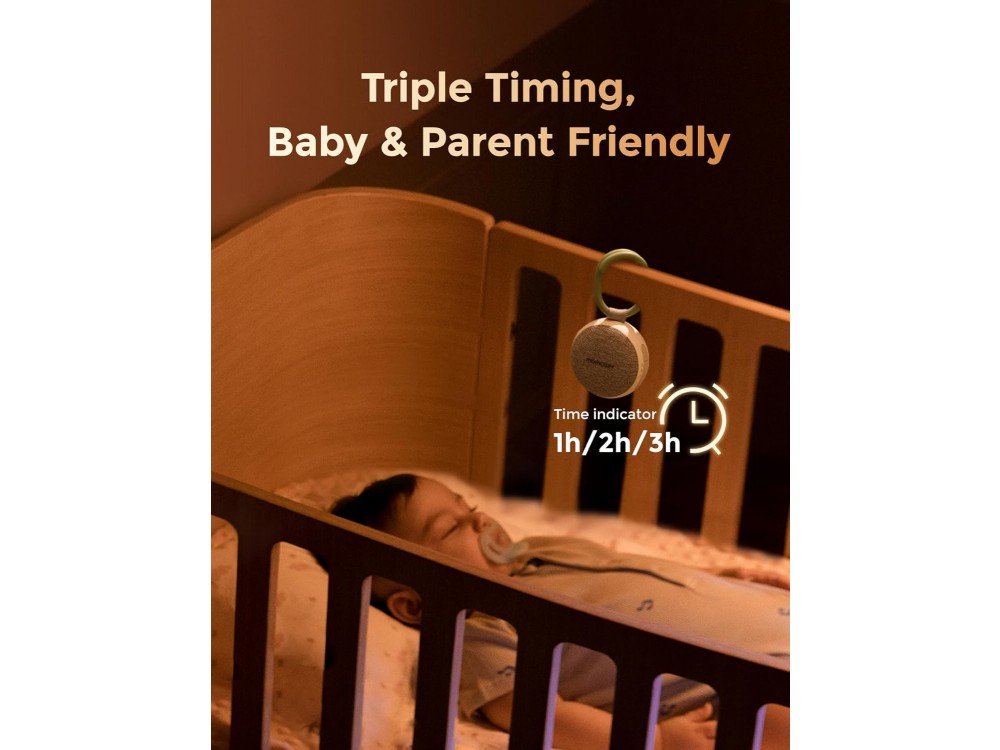 Momcozy Portable Baby White Noise Machine & Night Light with Adjustable Brightness & Timer, Light Grey