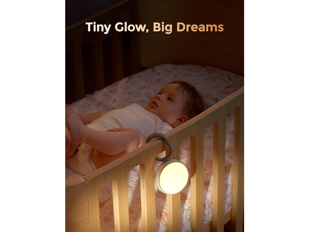 Momcozy Portable Baby White Noise Machine & Night Light with Adjustable Brightness & Timer, Light Grey