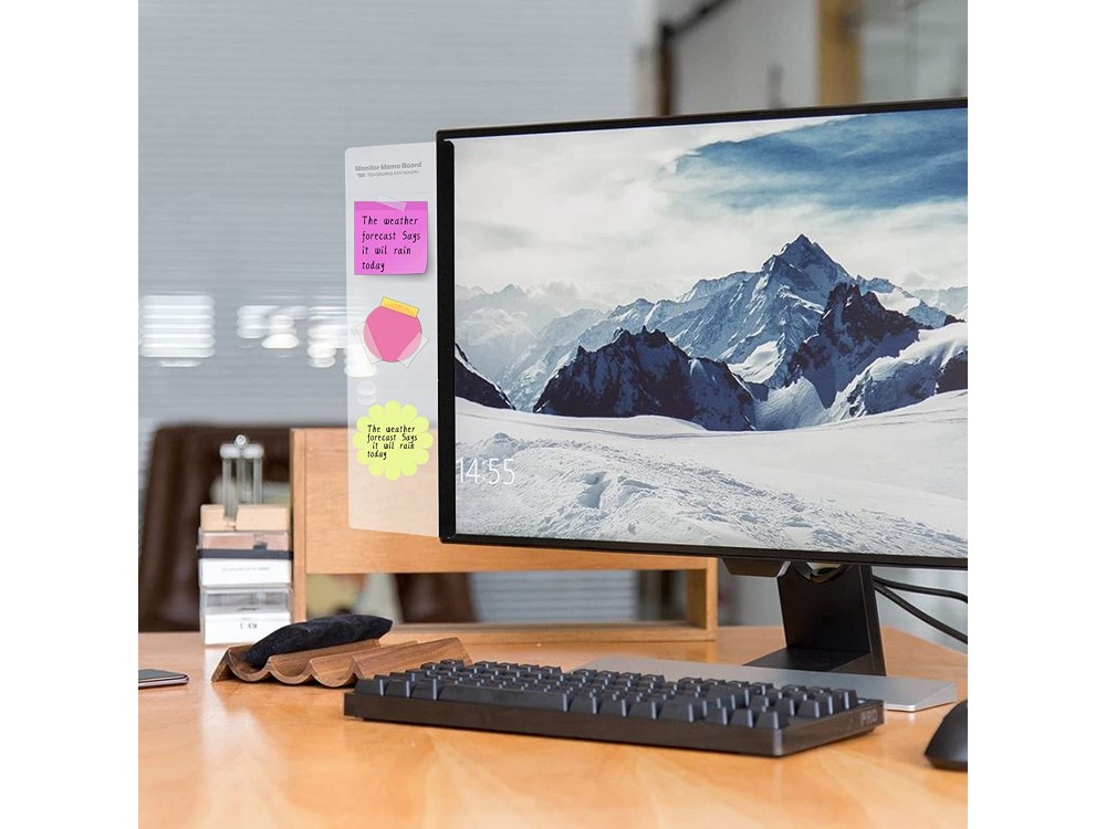 AJ Monitor Memo Board, Πολυχρηστικό Ταμπλό Σημειώσεων για Οθόνη PC, Σετ των 2τμχ, Διαφανές