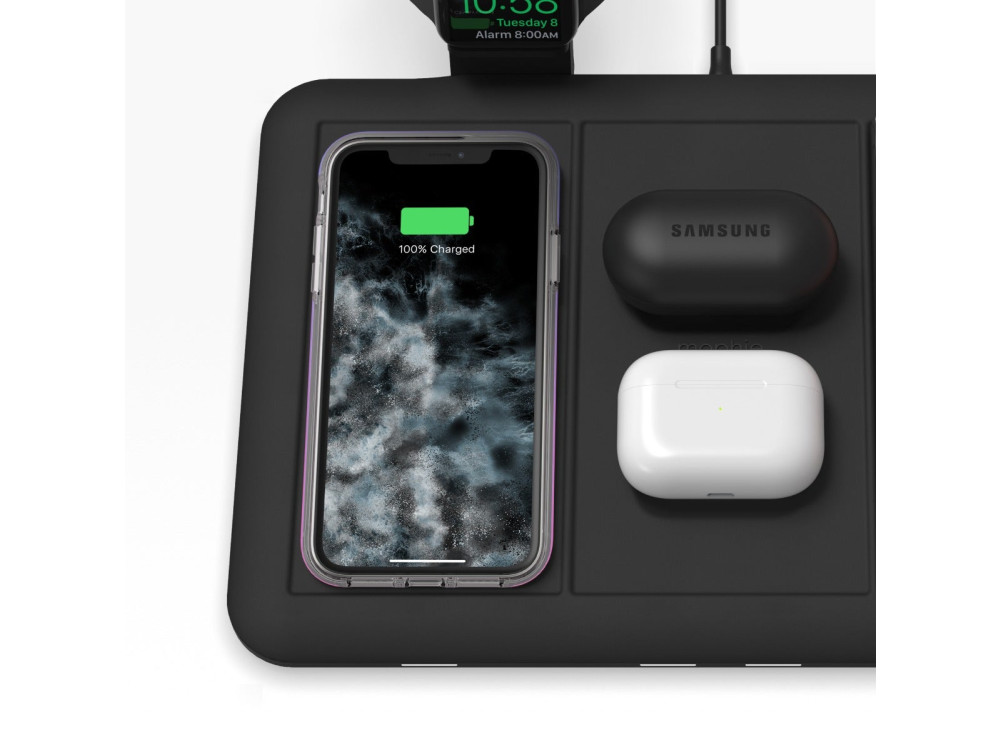 Mophie 4 in 1 Wireless Charging Mat, Qi Pad Σταθμός Ασύρματης Φόρτισης 4 Συσκευών & 1 Ενσύρματης & Βάση Apple Watch Charger