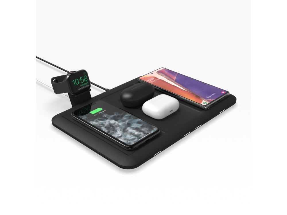 Mophie 4 in 1 Wireless Charging Mat, Qi Pad Σταθμός Ασύρματης Φόρτισης 4 Συσκευών & 1 Ενσύρματης & Βάση Apple Watch Charger