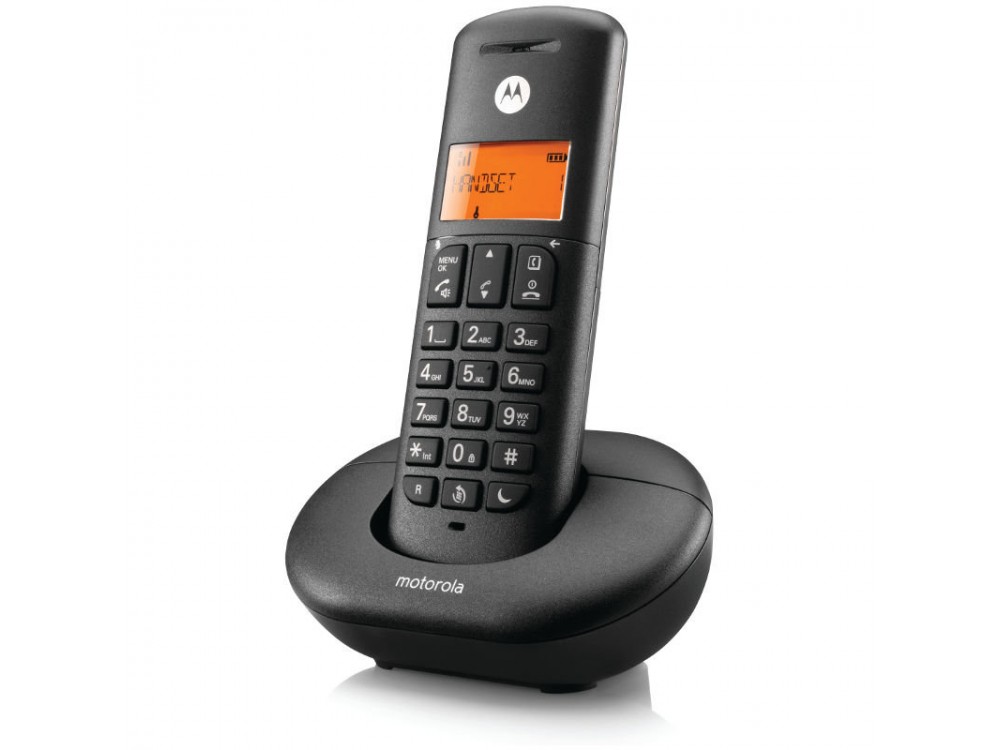 Motorola E201 Ασύρματο Τηλέφωνο με Aνοιχτή Aκρόαση, Call block και Do Not Disturb & Τηλεφωνικό Κατάλογο 50 Ονομάτων, Black