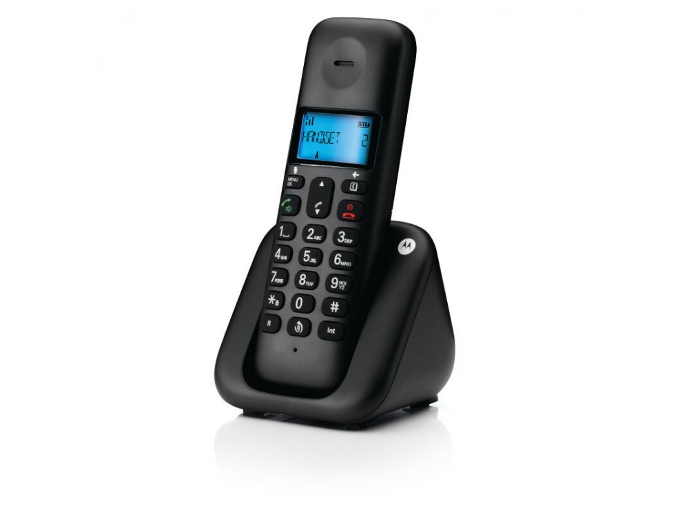 Motorola T301 Ασύρματο Τηλέφωνο με Aνοιχτή Aκρόαση & Τηλεφωνικό Κατάλογο 50 Ονομάτων, Black