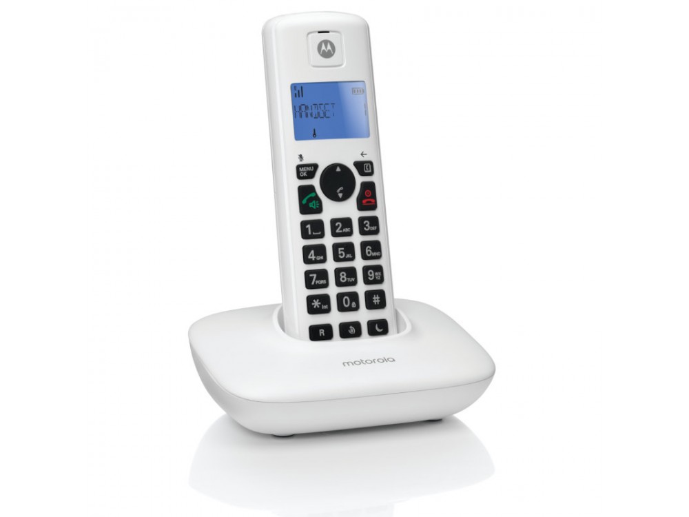 Motorola T401+ Ασύρματο Τηλέφωνο, με Φραγή Αριθμών, Aνοιχτή Aκρόαση, Λειτουργία DND & Τηλεφωνικό Κατάλογο 50 Ονομάτων, White