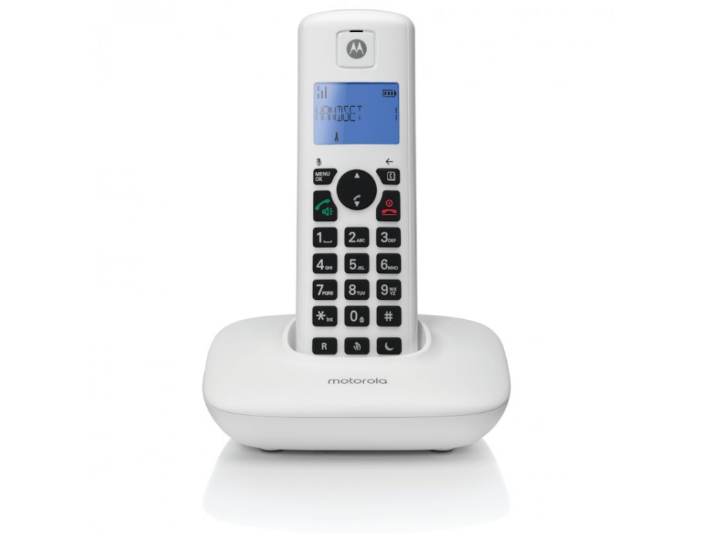 Motorola T401+ Ασύρματο Τηλέφωνο, με Φραγή Αριθμών, Aνοιχτή Aκρόαση, Λειτουργία DND & Τηλεφωνικό Κατάλογο 50 Ονομάτων, White