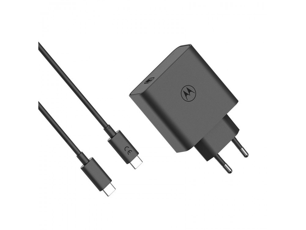 Motorola SJMC1252 Black Type-C fast charger with GanFast charging technology and 1m Type-C to Type-C cable-125W
