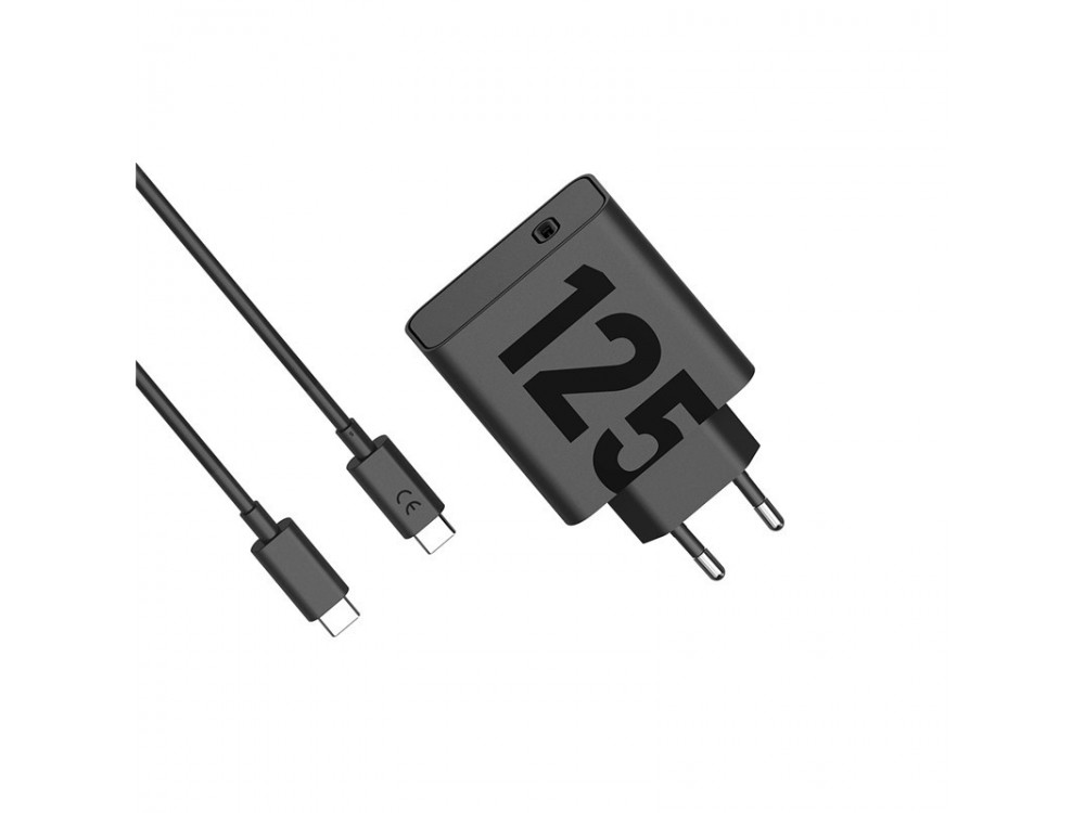 Motorola SJMC1252 Black Type-C fast charger with GanFast charging technology and 1m Type-C to Type-C cable-125W