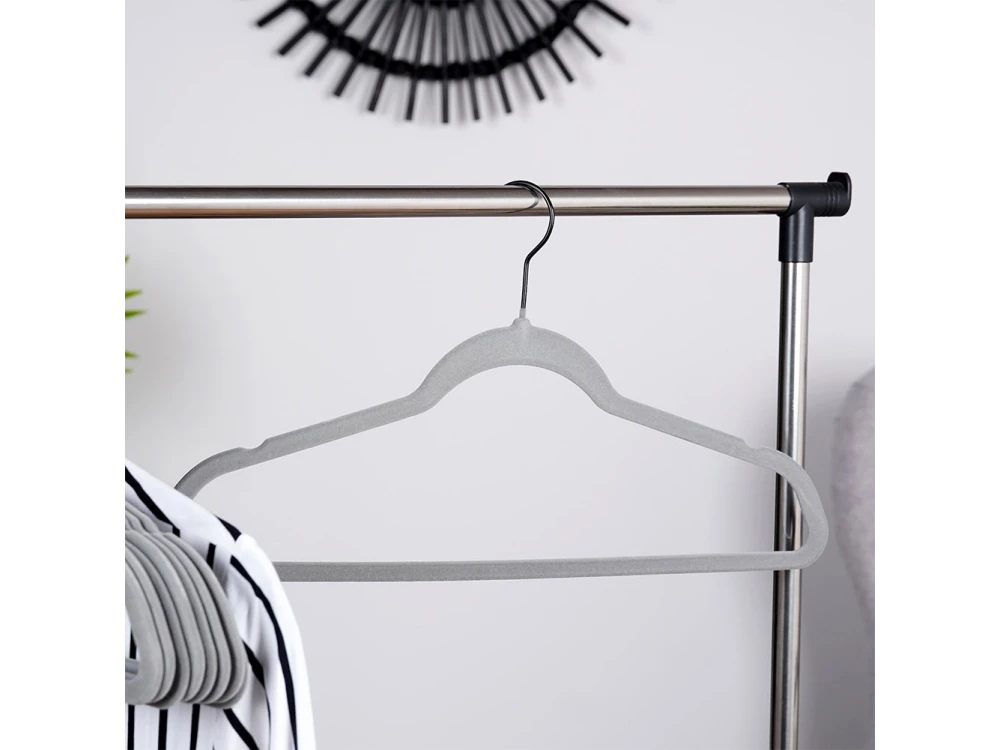 Vilde Velvet Clothes Hangers Set of 10pcs with Rotating Hook, Gray