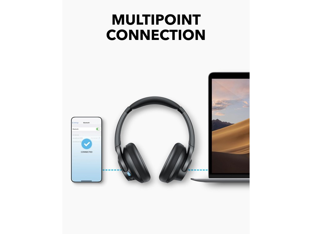 Anker Soundcore Q11i Bluetooth 5.3 Ακουστικά Hi-Res Audio, Deep Bass, Αυτονομία έως 60 Ώρες & Αφαιρούμενα Μαξιλαράκια, Dark Grey