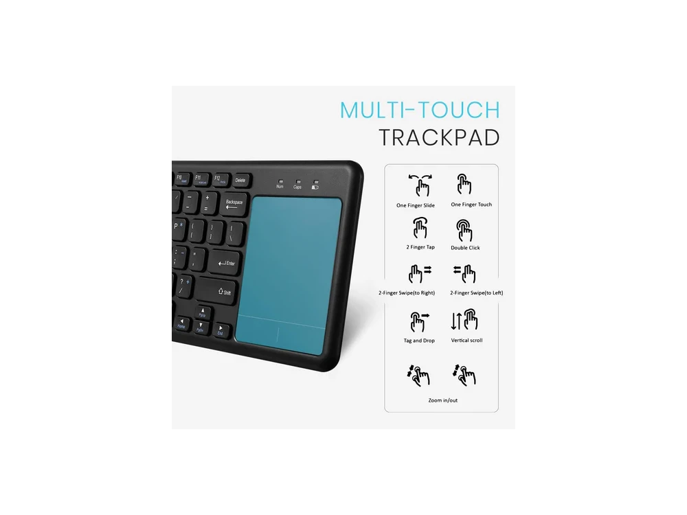 Nordic Ultra Slim Bluetooth Multi-Device Keyboard with Touchpad, Black