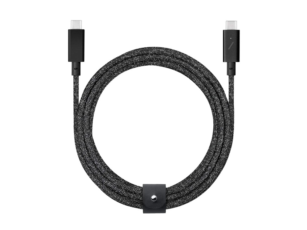 Native Union Belt Cable Pro USB-C to USB-C Cable 2.4m. with Fiber weaving 240W USB-IF Certified with Built-in LED, Cosmos Black