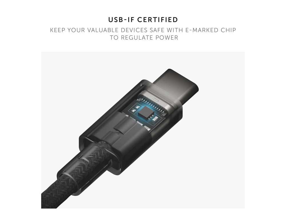Native Union Belt Cable Pro USB-C σε USB-C Καλώδιο 2.4μ. με Fiber ύφανση 240W USB-IF Certified με Built-in LED, Cosmos Black