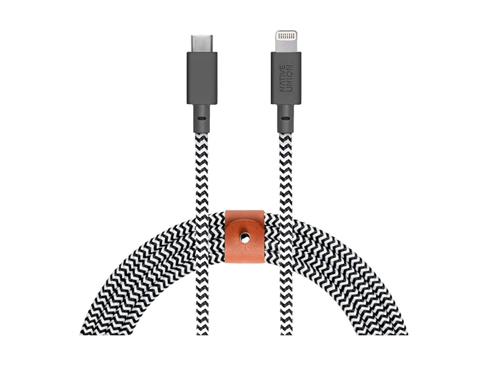Native Union Belt Ultra-Strong 3μ. USB-C to  Lightning Cable  For Apple iPhone / iPad / iPod MFi, With Nylon Braiding, Zebra