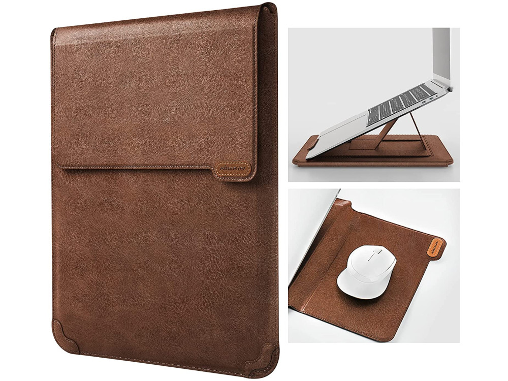 Nillkin Versatile Leather Sleeve/Laptop Case 16.1" with Stand/Mouse Pad, for Macbook/iPad Pro/DELL XPS/HP/Surface etc., Brown