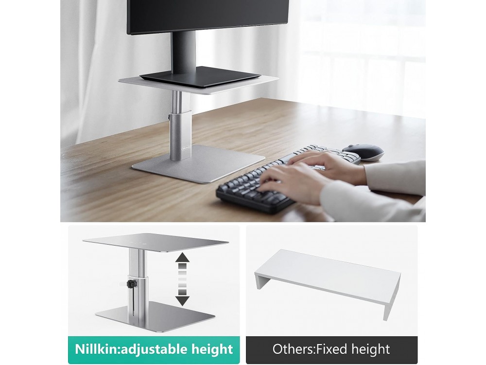 Nillkin Highdesk Adjustable Monitor Stand, Βάση Οθόνης έως 15kg για Γραφείο ή Τραπέζι, Silver