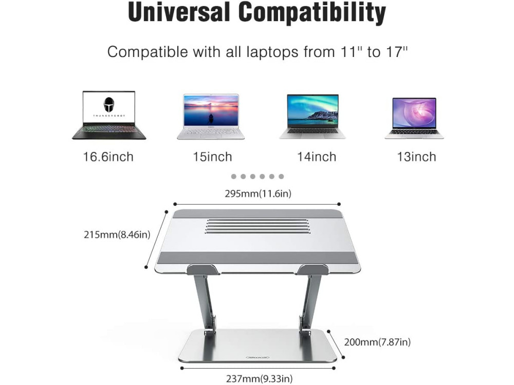 Nillkin ProDesk Portable & Adjustable Laptop Stand Riser Aluminum, Εργονομική Βάση/Stand για Laptop 11-17.3", Silver